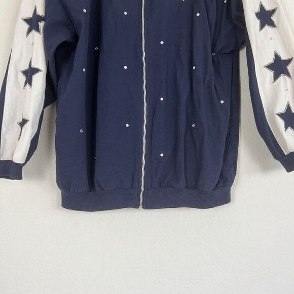Rafael Womens Vintage 80 Nautical Navy Zip Up Bomber Jacket Stars & Anchor Small - Picture 8 of 11